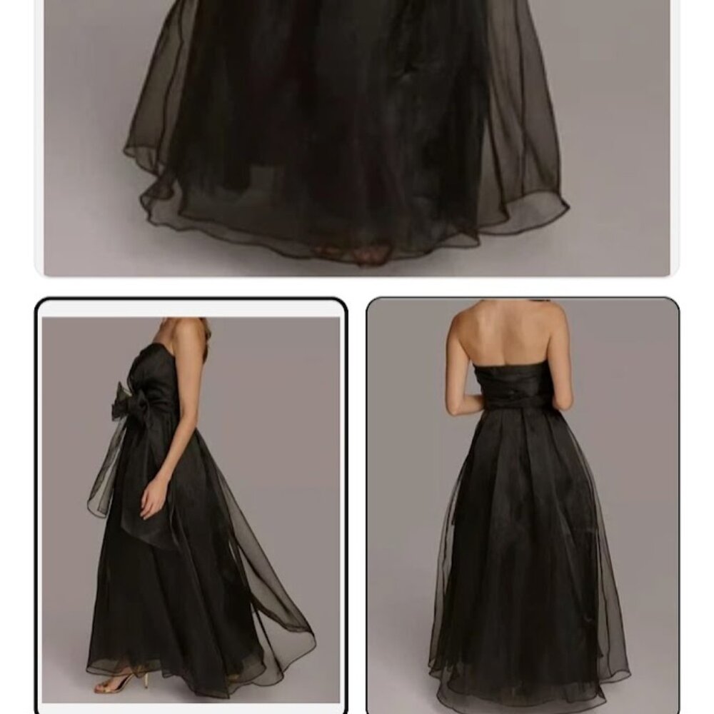 Donna Karan New York Womens Black Sweetheart Neck Strapless Chiffon Dress Siz 12